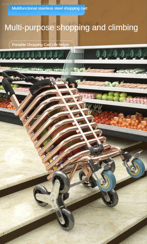 Multifunctional Stainless Steel Shopping Cart-HA01747-Veeddydropshipping