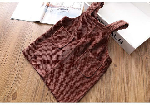 Autunm Winter Corduroy Girls Sundress Loose Braces Dress Baby Girl-TB00905-Veeddydropshipping