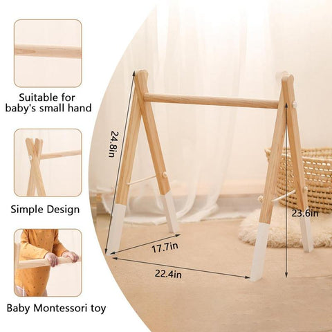 1Set Baby Fitness Frames Wooden Rattle Toys Baby Activity Gym Mobile Suspension-TB00506-Veeddydropshipping