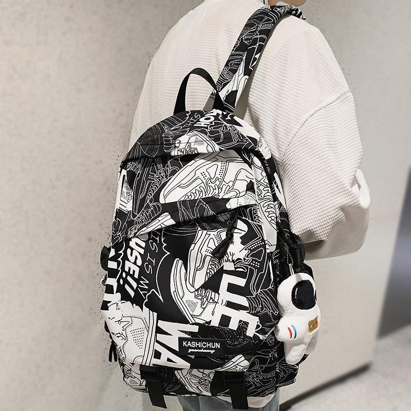 School Bag Women Graffiti College Backpack Men Travel Book Girl-BS00331-Veeddydropshipping