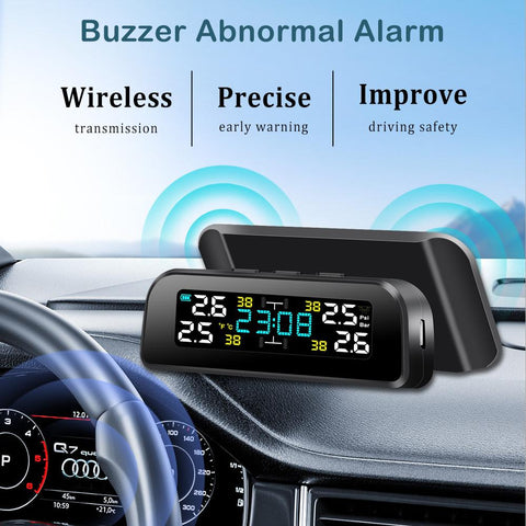 Clock TPMS Car Tire Pressure Alarm Monitor System Wireless Solar-AM00597-Veeddydropshipping