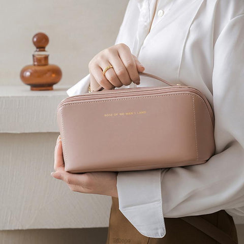Portable Leather Makeup Pouch Women Waterproof Bathroom-BS00545-Veeddydropshipping