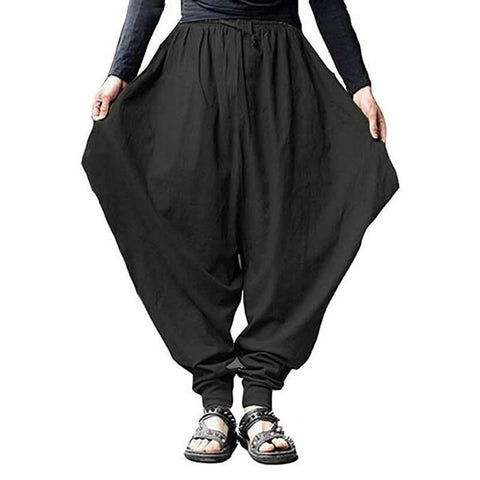 Linen Harem Pants Men Baggy Japanese Style Joggers-Veeddydropshipping