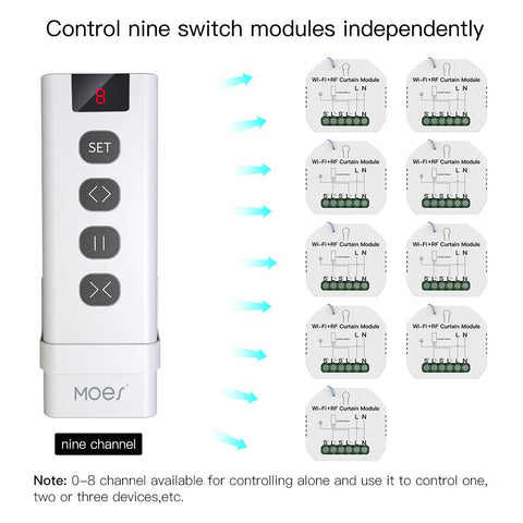 RF433 1/9 Channel Curtain Remote Controler Compatible with RF433 Devices-TI01063-Veeddydropshipping
