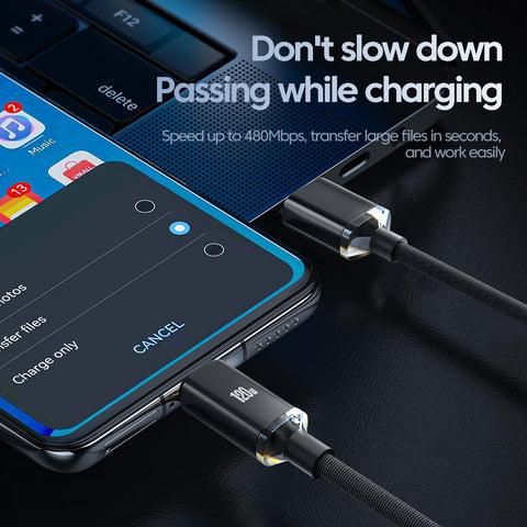 120W USB Type C Cable Fast Charging For Huawei P50 por Xiaomi 13 OPPO Samsung W23 Realme USB C-PA00009-Veeddydropshipping