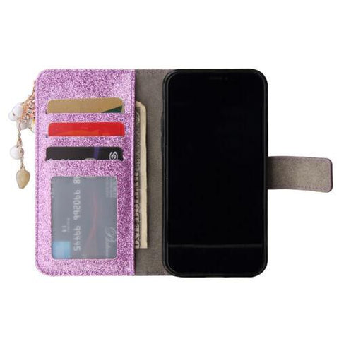 For iPhone 14 Pro Max 13 12 X XS XR 7 Bling Wallet Flip Leather Case Phone Cover-PA00127-Veeddydropshipping