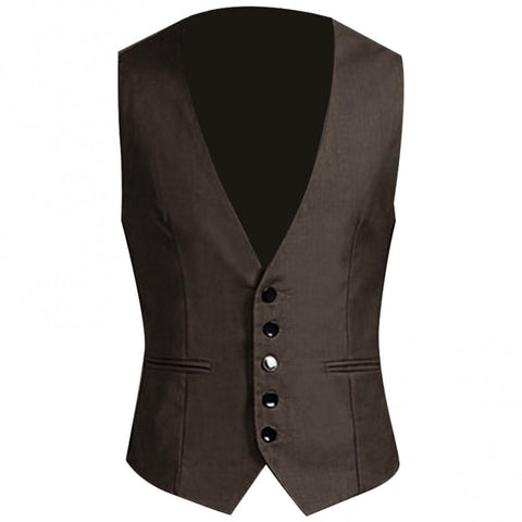 color V-neck button pocket sleeveless vest formal-MF01315-Veeddydropshipping