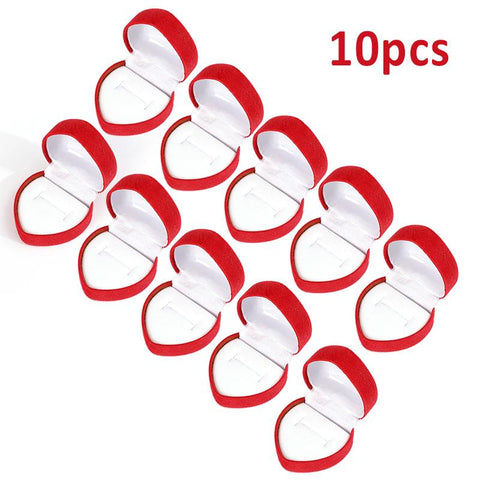 1-10pcs Ring Box Red Heart Shaped Jewelry Box  Display-JW01732-Veeddydropshipping