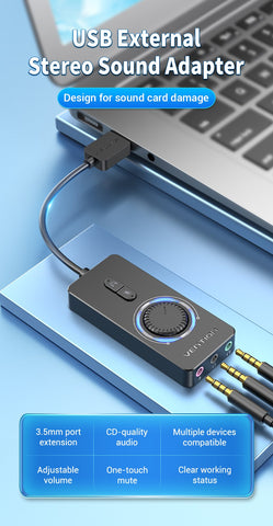 USB Sound Card Audio Interface External Jack Mic Speaker-CO00101-Veeddydropshipping