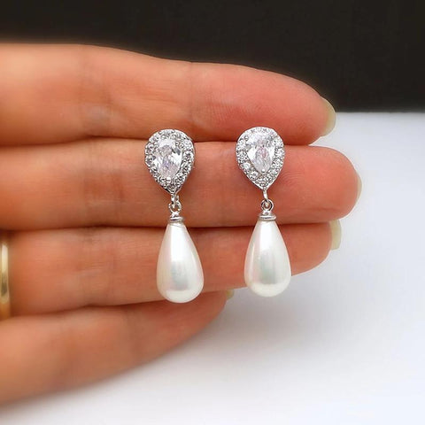 Water Drop Simulated Pearl Dangle Earrings for Women Luxury Fashion-JW01447-Veeddydropshipping