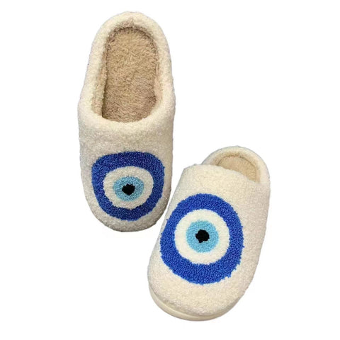 Shoes Evil Eyes Blue Embroidery Warm Home Devil&#39;s Eyes-BS01124-Veeddydropshipping