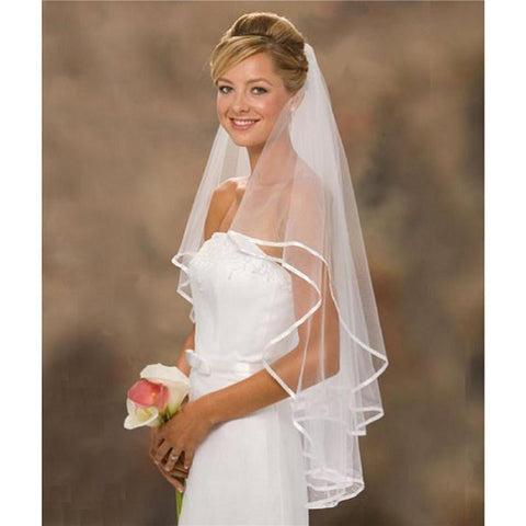 Short Wedding Veil Two Layer With Comb-WF01425-Veeddydropshipping