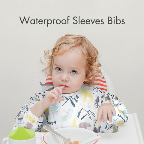 Baby Aprons Feeding Bibs Colorful Cartoon Waterproof Long Sleeves Infant Bibs-TB00305-Veeddydropshipping