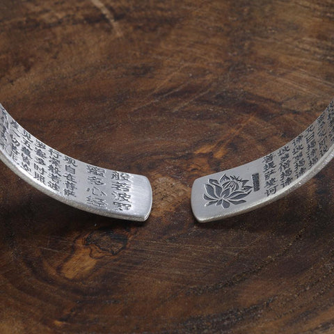 999 Pure Silver  Bangle Engraved Heart  Retro Lovers Men Bracelets-JW00127- Veeddydropshipping