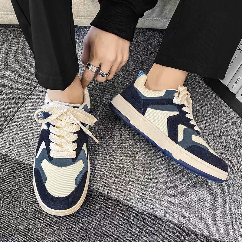 Color Matching Thick Sole Shoes Lace Up Sneakers-BS01399-Veeddydropshipping