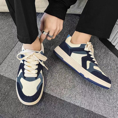Color Matching Thick Sole Shoes Lace Up Sneakers-BS01399-Veeddydropshipping