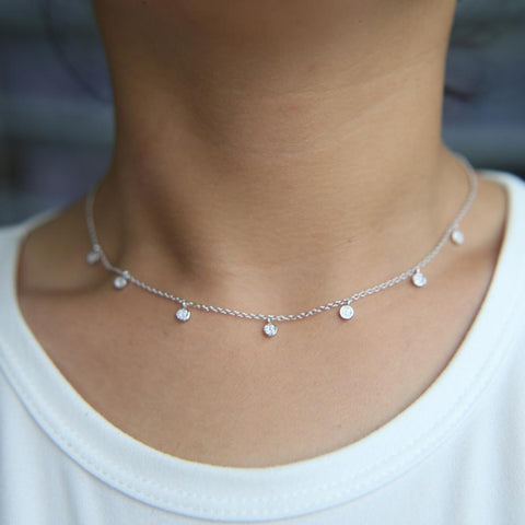 925 Sterling Silver Clear Fashion Dots Drip Drop Pendant Necklace -JW00078- Veeddydropshipping