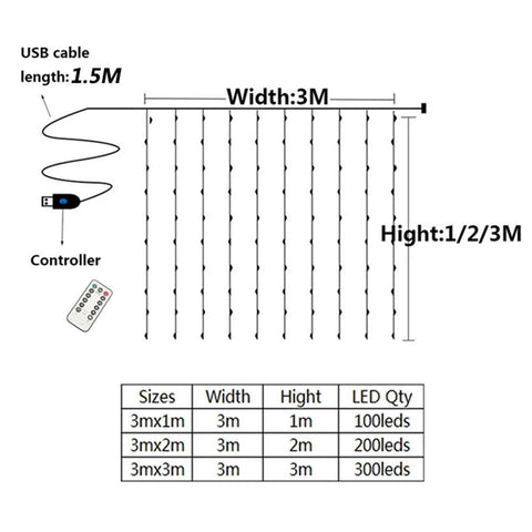 3M USB LED Curtains Festoon Led Light Garlands Christmas Lights Ramadan-TI00918-Veeddydropshipping