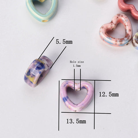 Heart  Shape Porcelain Loose Beads For Jewelry Making DIY Crafts Findings-JW01520-Veeddydropshipping