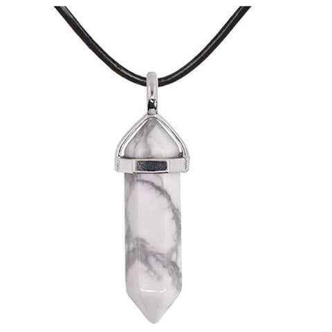 Hexagonal Pointed Stone Pendant Necklace Pendants-JW01206-Veeddydropshipping