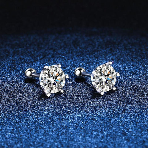 925 Sterling Silver Moissanite Screw Stud Earrings Drop Diamond For Women-JW00050-Veeddydropshipping