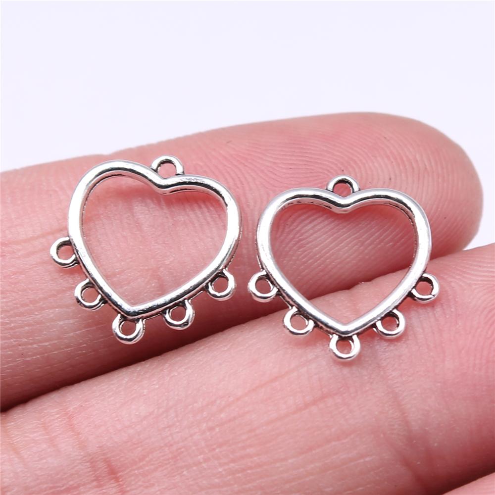 40pcs  Heart Earrings Connector Charms Jewelry DIY Findings Jewelry -JW01650-Veeddydropshipping