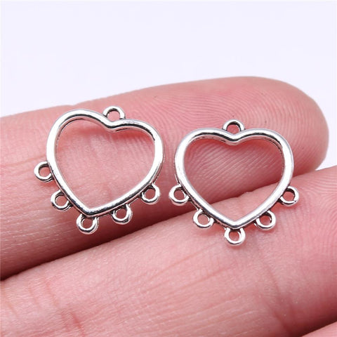 40pcs  Heart Earrings Connector Charms Jewelry DIY Findings Jewelry -JW01650-Veeddydropshipping