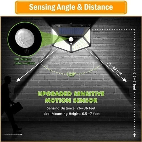 1/2/4Pcs 100 LED Solar Wall Lights Outdoor Solar Lamp PIR Motion Sensor-TI00833-Veeddydropshipping