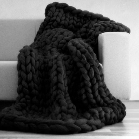 Soft Handmade Weaving Thick Yarn Blanket-HA00447-Veeddydropshipping