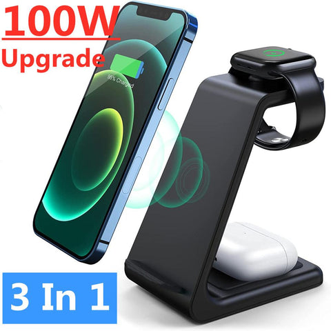 100W 3 in 1 Wireless Charger Stand  Fast Charging Dock Station for iPhone 14-PA01043-Veeddydropshipping