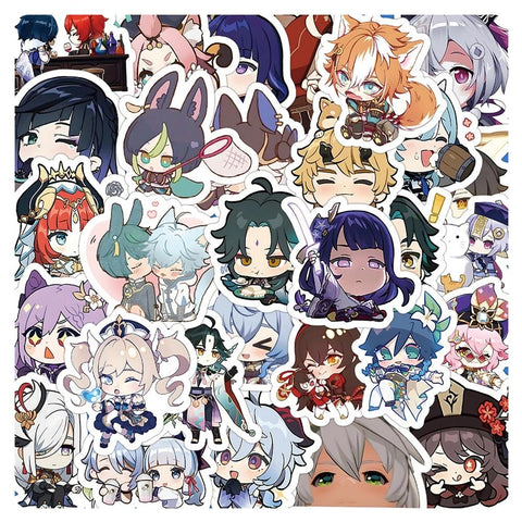 10/30/60Pcs Anime Genshin Impact Stickers Cute for Toys DIY Scrapbook-TB01638-Veeddydropshipping