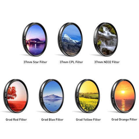 APEXEL 37mm 7in1 Gradient Filter Lens Kit Gradual-PA01218-Veeddydropshipping