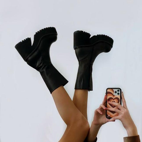 Women Fashion Mid Calf Ankle Women Boots Female-BS01060-Veeddydropshipping
