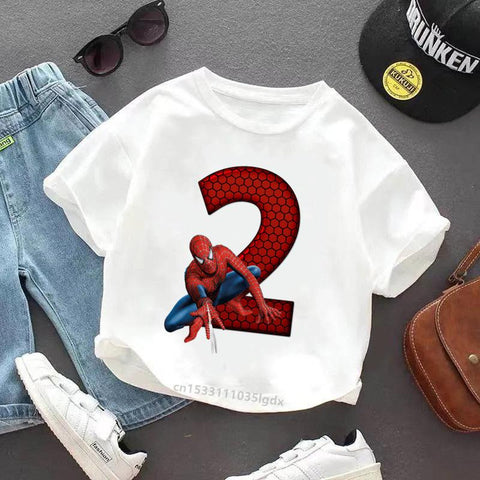 New Children T-Shirt Girl Boy Marvels SpiderMan Letter A-Z Kawaii-TB01130-Veeddydropshipping