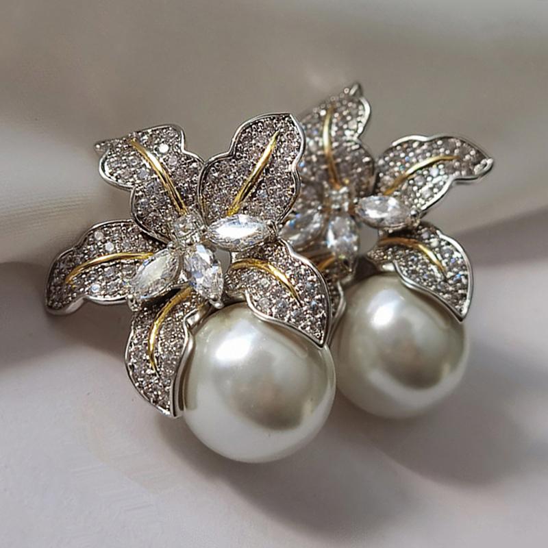 Gorgeous Flower Imitation Pearl Earrings Women Luxury  -JW00175-Veeddydropshipping