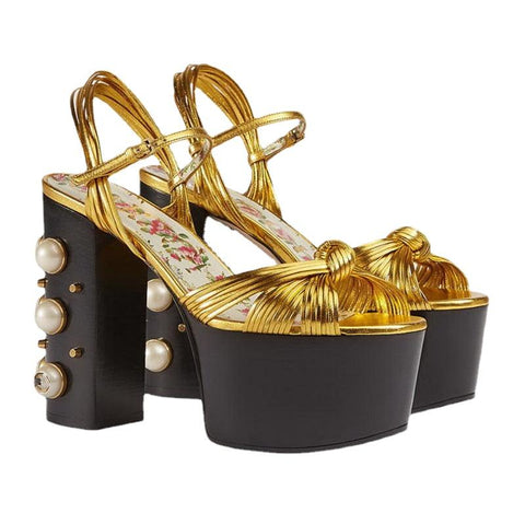 Metal Platform Sandals Large 34-42 Super High Heel Thick Bottom Rivet-BS00846-Veeddydropshipping