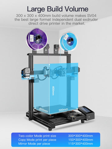 3D Printer Large Build Volume 300x300x400mm Independent Dual Extruder 3D Printer-Veeddydropshipping