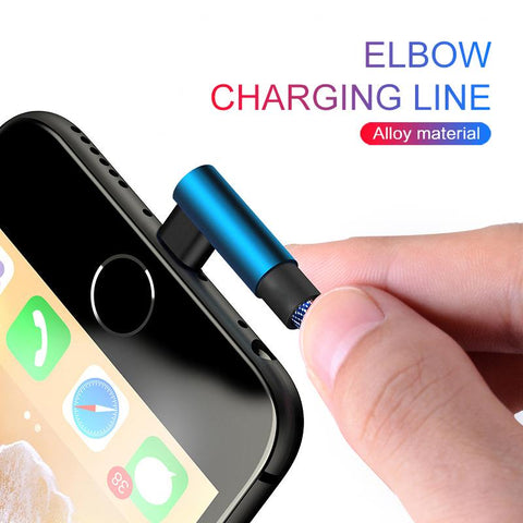 Type C 90 Degree Angle USB 3.1 Fast Data Charging Cable Denim Wire Charger Alloy Plug USB-PA00446-Veeddydropshipping