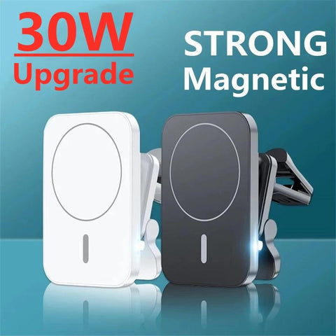 30W Magnetic Wireless Charger Car Air Vent Stand Phone Holder QI Fast Charging Station-PA01047-Veeddydropshipping