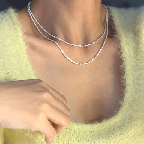 Popular 925 Sterling Silver  Choker Necklace For Women -JW00037-Veeddydropshipping
