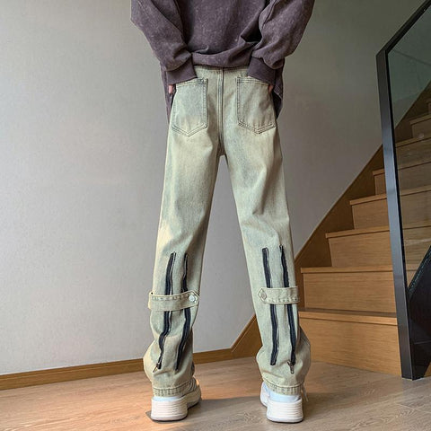 Wide Leg Casual Loose Pants Streetwear Denim-MF00655-Veeddydropshipping