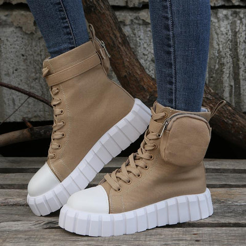 Leather Fashion Buckle High-Top Sports Boots Casual-BS00973-Veeddydropshipping