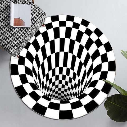 Round Checkerboard Carpet Floor Mat-HA00488-Veeddydropshipping