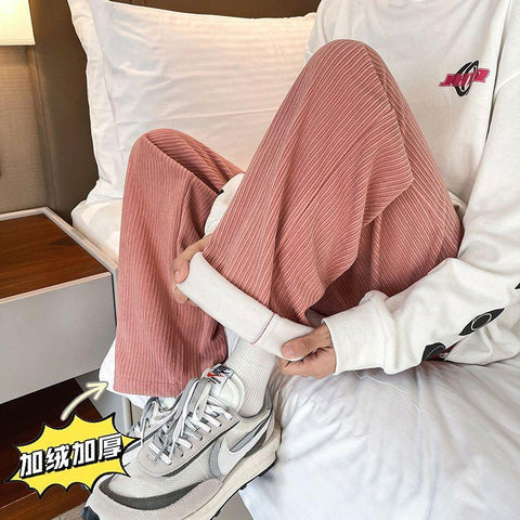 Pants Autumn Winter Warm Straight Corduroy Fleece-Veeddydropshipping