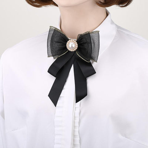 Lace Bow Tie Brooches Fashion Women-WF01245-Veeddydropshipping