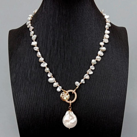 White Pearl choker Necklace Pearl Charm pendant -JW01262-Veeddydropshipping