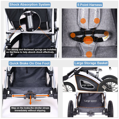 Jogging Stroller Foldable Jogging Stroller Single Toddler Stroller Jogging-TB00406-Veeddydropshipping