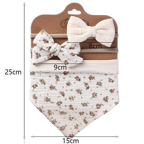 Feeding Burp Cloth with Bow Headband Adjustable Muslin-Veeddydropshipping-6