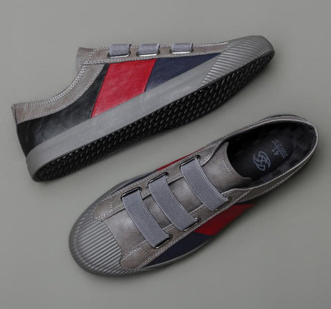 Men Vulcanized Shoes Color Mixed Design Loafers Elastic-BS01432-Veeddydropshipping