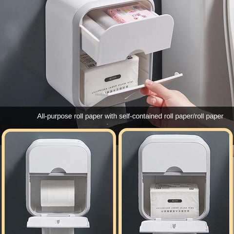 Punch-free Toilet Paper Holder Box Waterproof-HA01043-Veeddydropshipping